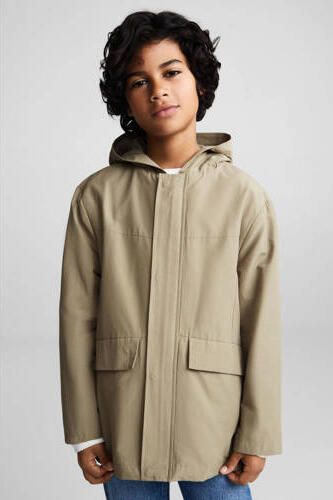Mango Kids zomerjas zand Beige Jongens Katoen Capuchon Effen 116