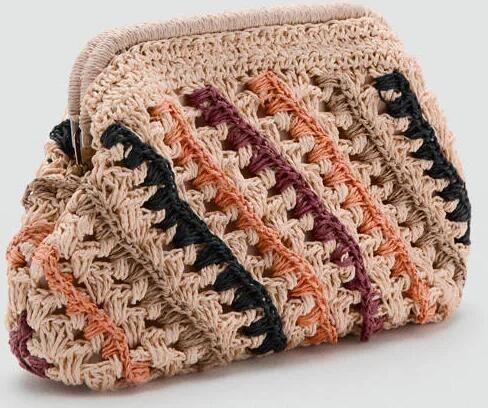 MANGO TEEN gevlochten clutch lichtbruin oranje zwart Tas Meisjes Papier - Foto 4