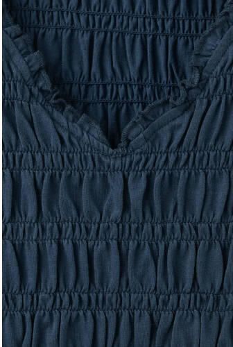 MANGO TEEN top met peplum en smockwerk donkerblauw Meisjes Katoen V-hals maat 152(XXS) - Foto 3