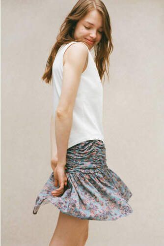 MANGO TEENS a-lijn rok lichtblauw Meisjes Viscose Bloemen 152(XXS) - Foto 2