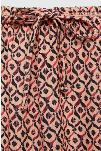 MANGO TEENS broek met all over print lichtoranje zwart Meisjes Viscose 152(XXS)