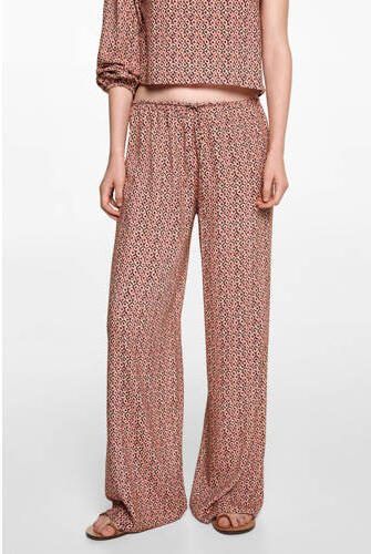 MANGO TEENS broek met all over print lichtoranje zwart Meisjes Viscose 152(XXS) - Foto 2
