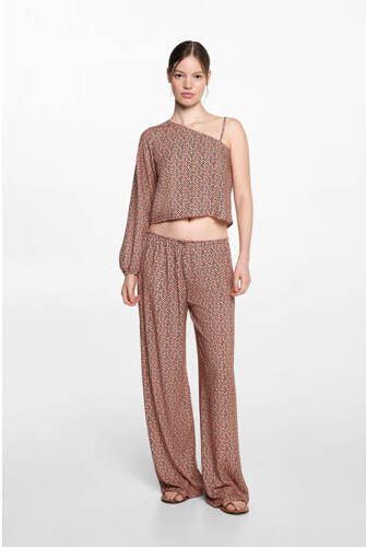 MANGO TEENS broek met all over print lichtoranje zwart Meisjes Viscose 152(XXS) - Foto 3