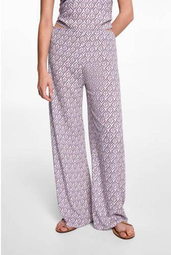 MANGO TEENS broek met all over print lila wit Paars Meisjes Viscose All over print 152(XXS) - Foto 3