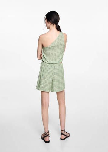 MANGO TEENS casual short met all over print groen Korte broek Meisjes Viscose 152(XXS)