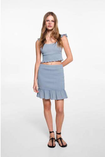MANGO TEENS crop top lichtblauw Meisjes Katoen Ronde hals Effen 152(XXS) - Foto 2