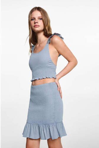 MANGO TEENS crop top lichtblauw Meisjes Katoen Ronde hals Effen 152(XXS) - Foto 3