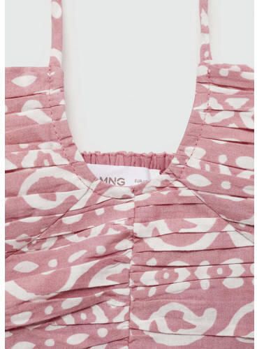 MANGO TEENS crop top met all over print pastelroze Meisjes Katoen Vierkante hals 152(XXS) - Foto 1