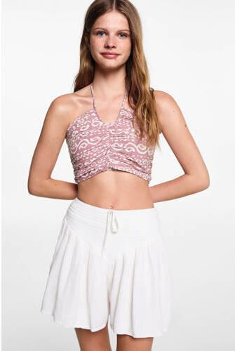 MANGO TEENS crop top met all over print pastelroze Meisjes Katoen Vierkante hals 152(XXS) - Foto 2