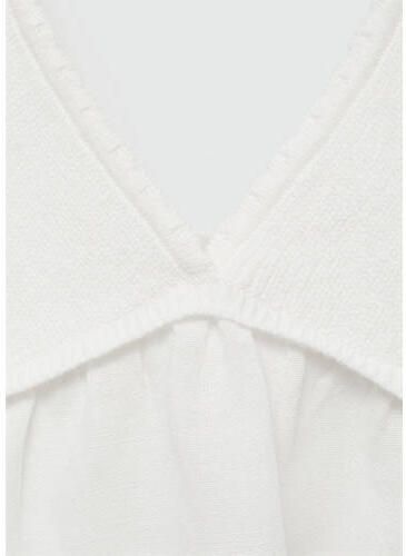 Mango Kids crop top naturel wit Meisjes Viscose V-hals Effen 152(XXS) - Foto 2
