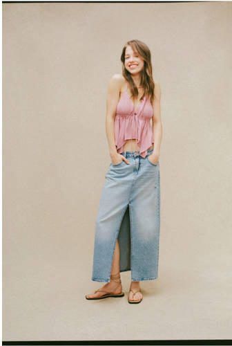 MANGO TEENS denim; spijkerrok medium blue denim Blauw Effen 152(XXS) - Foto 2