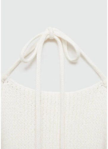 MANGO TEENS gebreide top wit Meisjes Acryl Ronde hals Effen 152(XXS)