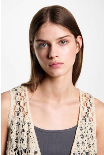 MANGO TEENS gehaakt gilet beige Meisjes Polyester Openvallende hals Effen 158(XS) - Foto 3