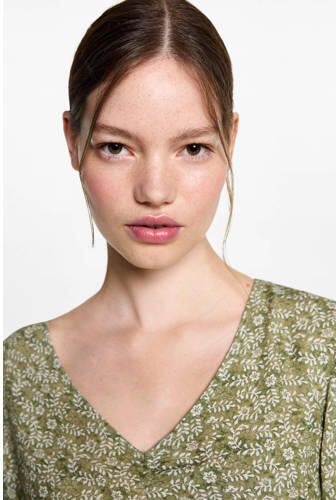 MANGO TEENS jurk groen Meisjes Viscose V-hals All over print 152(XXS) - Foto 2