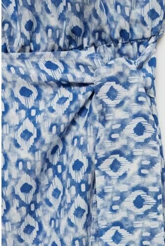 MANGO TEENS jurk met all over print blauw wit Meisjes Viscose Ronde hals 152(XXS) - Foto 3