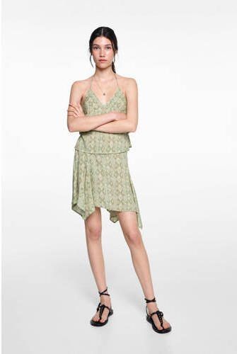 MANGO TEENS korte rok groen Meisjes Viscose All over print 152(XXS) - Foto 3