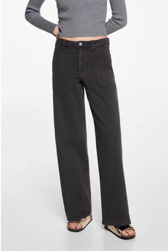 MANGO TEENS low waist broek antraciet Grijs Meisjes Katoen Effen 152(XXS)