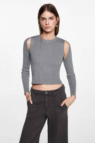 MANGO TEENS low waist broek antraciet Grijs Meisjes Katoen Effen 152(XXS) - Foto 3