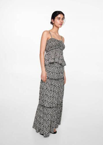 MANGO TEENS maxi rok zwart Meisjes Viscose Bloemen 152(XXS) - Foto 3