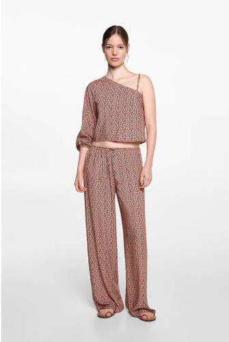 MANGO TEENS one shoulder top met all over print lichtoranje zwart All over print 152(XXS)