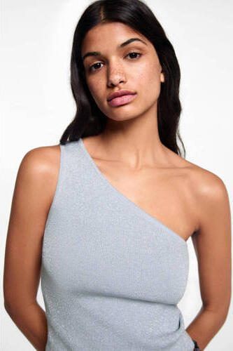 MANGO TEENS one shoulder top pastelblauw Effen 152(XXS) - Foto 3