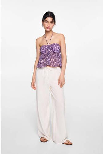 MANGO TEENS strapless top met all over print paars roze All over print 152(XXS)
