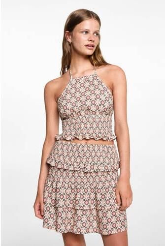 MANGO TEENS strokenrok beige Meisjes Viscose All over print 152(XXS)