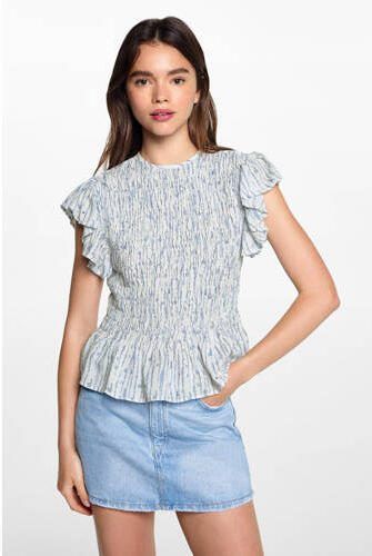 MANGO TEENS top wit blauw Meisjes Viscose Ronde hals Effen 152(XXS) - Foto 3