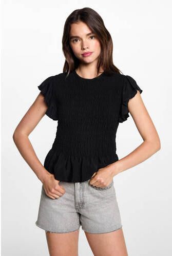 MANGO TEENS top zwart Meisjes Viscose Ronde hals Effen 152(XXS)