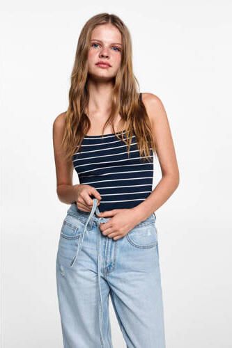MANGO TEENS wide leg jeans lichtblauw Meisjes Katoen Effen 152(XXS)