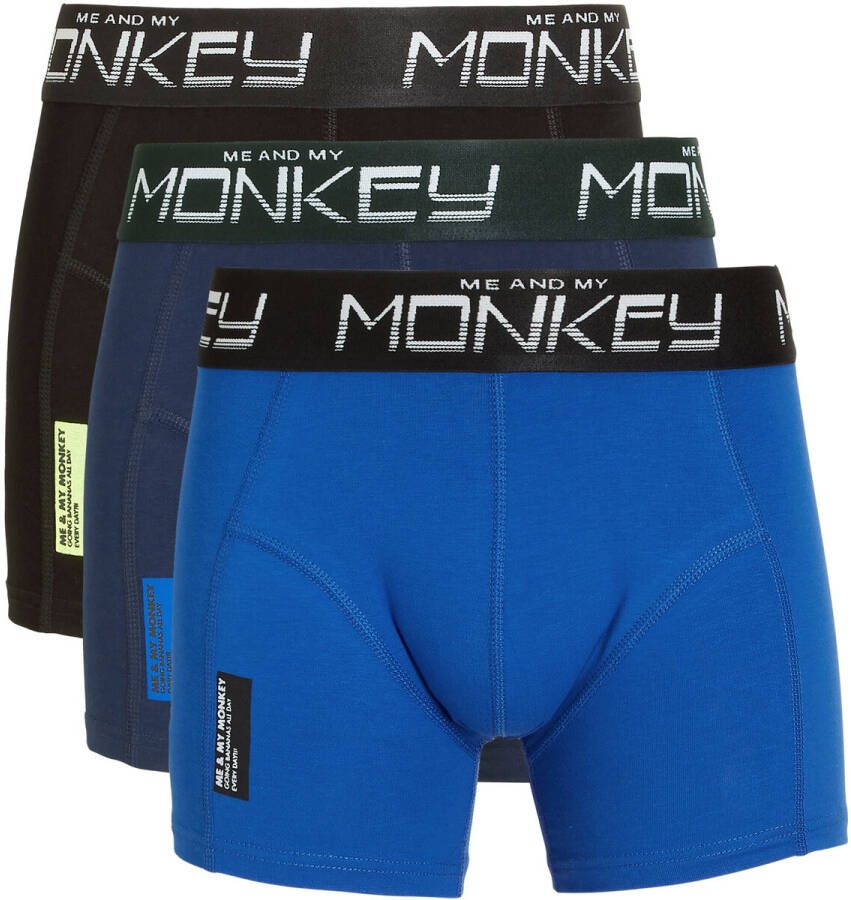 Me & My Monkey boxershort set van 3 blauw zwart donkerblauw Jongens Stretchkatoen 104 - Foto 2