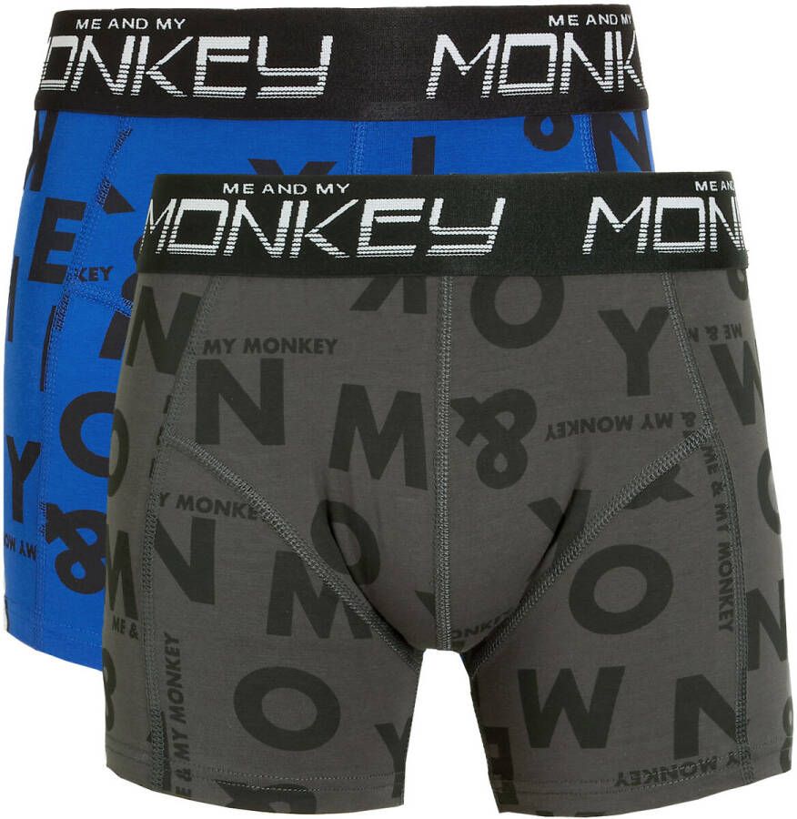 Me & My Monkey boxershort set van 2 army blauw Groen Jongens Stretchkatoen 104 - Foto 3