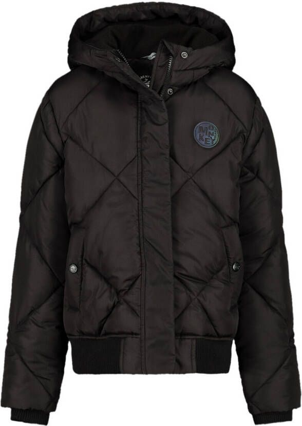 Me & My Monkey winterjas Kee zwart Meisjes Polyester Capuchon Effen 104