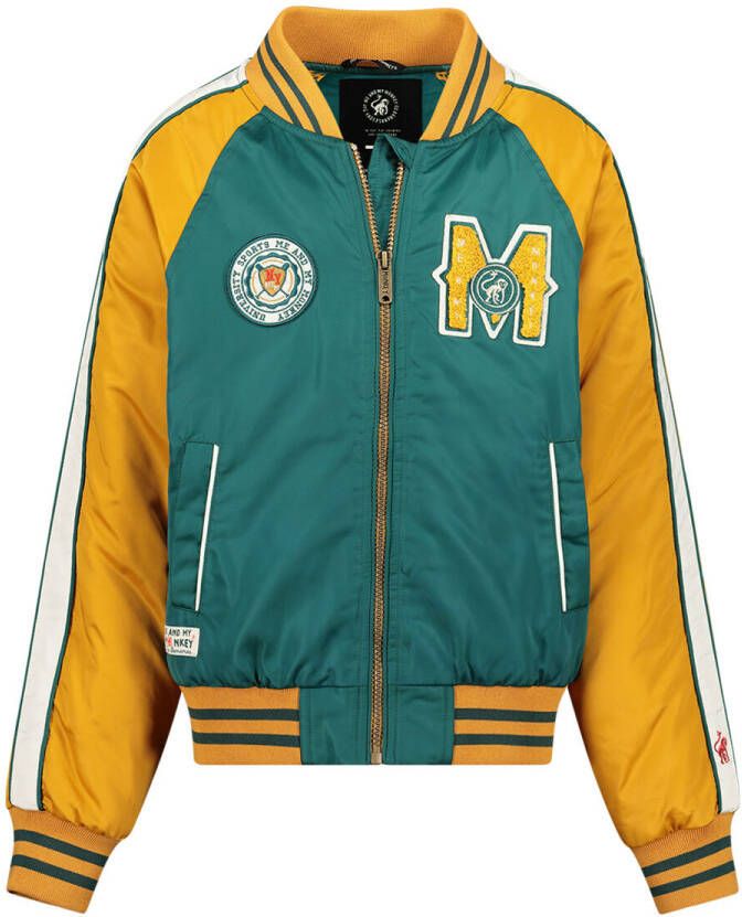 Me & My Monkey bomberjack Kate groen geel Jas Meisjes Polyester Opstaande kraag 164