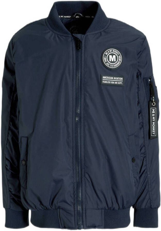 Me & My Monkey bomberjack zomer Matz met printopdruk blauw Jas Jongens Polyester Ronde hals 128