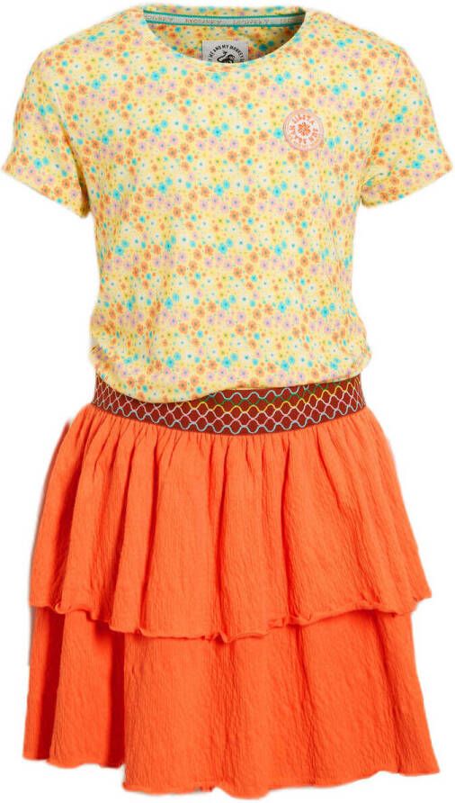 Me & My Monkey T-shirtjurk Maroeska oranje geel Meisjes Stretchkatoen Ronde hals 104