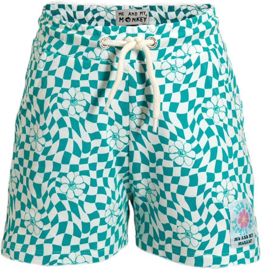 Me & My Monkey short Maggy met all over print blauw wit Korte broek Meisjes Sweat 104