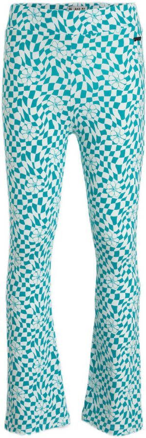 Me & My Monkey flared broek Madison met all over print blauw wit Meisjes Sweat 128