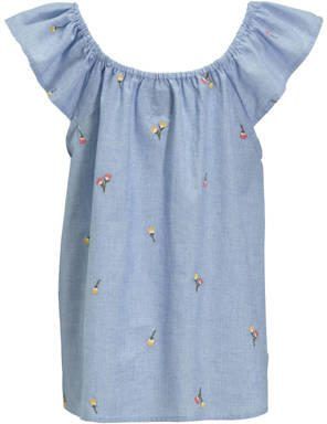 Me & My Monkey chambray top Polly lichtbkauw Blauw Meisjes Katoen Ronde hals 116