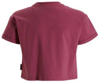 Me & My Monkey cropped T-shirt Pammy met tekstopdruk donkerroze Meisjes Katoen Ronde hals 122 128