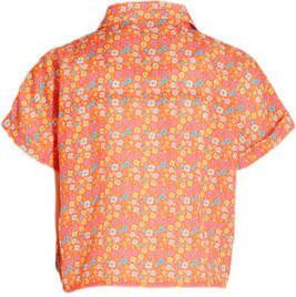 Me & My Monkey gebloemde blouse Marlot oranje blauw wit Meisjes Polyester Klassieke kraag 128 - Foto 2