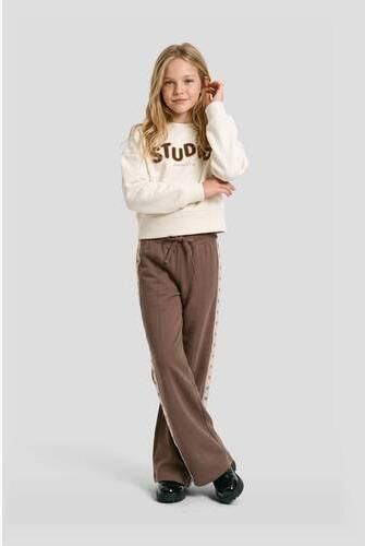 Me & My Monkey gestreepte joggingbroek met hartjes bruin Meisjes Sweat - Foto 3