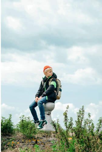 Me & My Monkey gewatteerde winterjas Niels zwart Jongens Polyester Capuchon 128 - Foto 4
