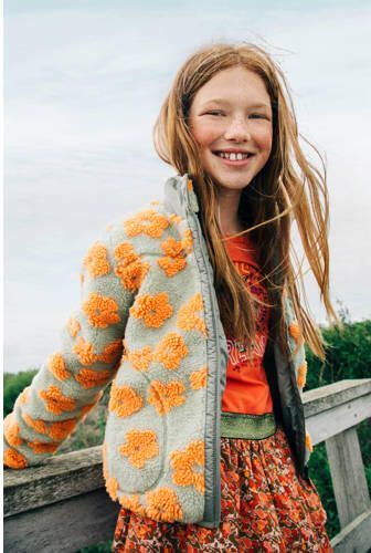 Me & My Monkey jurk Nancy met printopdruk oranje Meisjes Katoen Ronde hals 104 - Foto 2