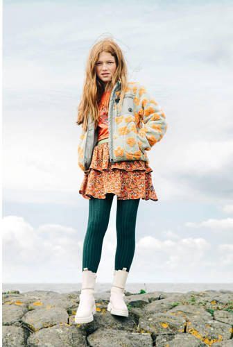 Me & My Monkey jurk Nancy met printopdruk oranje Meisjes Katoen Ronde hals 104 - Foto 3