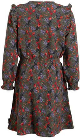 Me & My Monkey jurk Niene met all over print khaki Rood Meisjes Katoen Ronde hals 116 - Foto 2