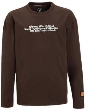 Me & My Monkey longsleeve met printopdruk Bruin Jongens Katoen Ronde hals