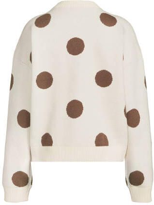 Me & My Monkey rechtvallende gebreide trui met print ecru Meisjes Viscose Ronde hals - Foto 4