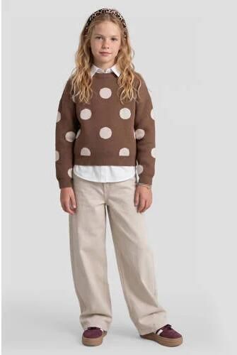 Me & My Monkey rechtvallende gebreide trui met stippen donkerbruin Meisjes Viscose Ronde hals - Foto 4