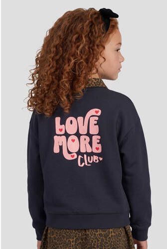 Me & My Monkey rechtvallende sweater met backprint donkerblauw Meisjes Katoen Ronde hals - Foto 3